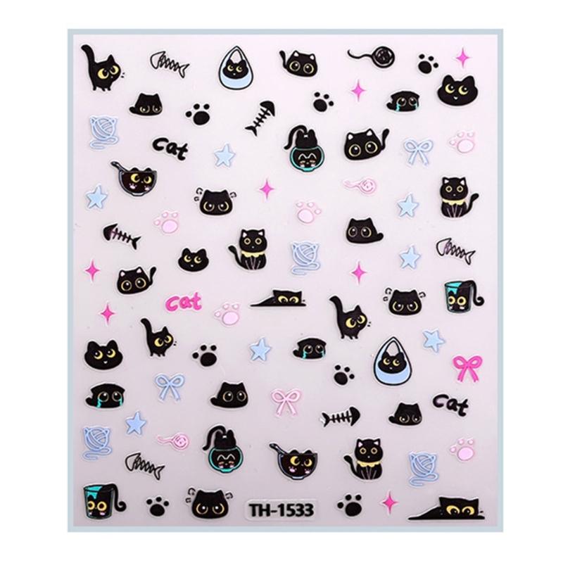 Наклейки для ногтей с бантиками для нейл-арта, 3D наклейки для нейл-арта с кошачьими лапками для дизайна ногтей, наклейки для ногтей, украшения для нейл-арта