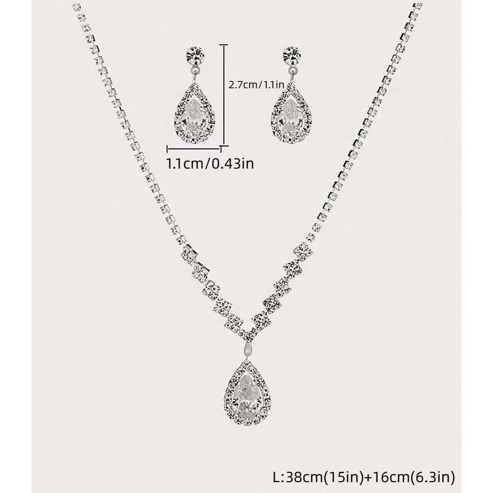 Rhinestone Women's Jewelry Set Droplet Necklace Wedding Banquet Gift Anniversary Gift