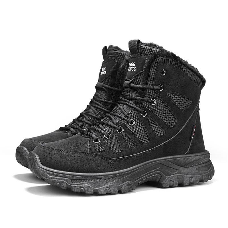 Oxford cloth waterproof and non-slip outdoor hiking shoes velvet thermal cotton shoes high-top snow boots