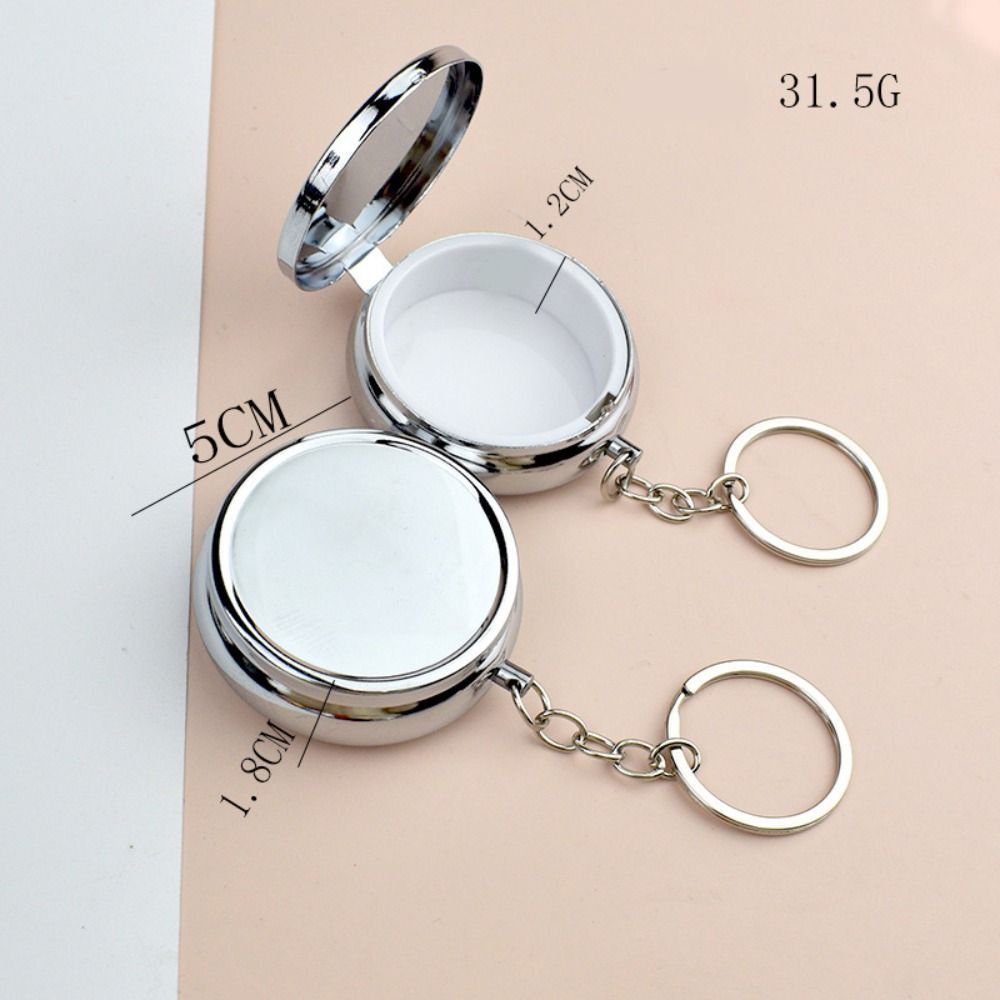 Portable Metal Tablet Box Leak-Proof Compact Pill Organizer Round Earrings Case Travel