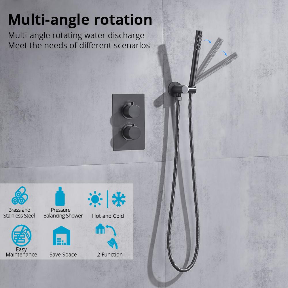 Bathroom Shower System Gunmetal Thermostatic Shower Mixer 8-12 Inch Rain Shower Head Sistema De Ducha Shower Set Solid Brass