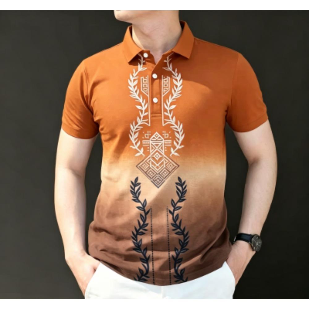 S-XXL Size Men's Fashion Print Polo Shirt Men's Outdoor Street Short Sleeve Tees Top Summer Casual T-shirt Men's and Women's Polo Shirt