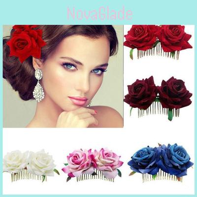 The Queen's 70th Platinum Jubilee Red Velvet Flower Hair Comb