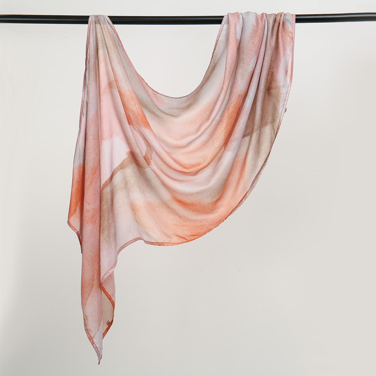 Хлопково-льняной модальный шарф-хиджаб с акварельным принтом, новый дизайн, мусульманский платок для головы, женский хлопковый шарф, Малайзия, исламский головной убор