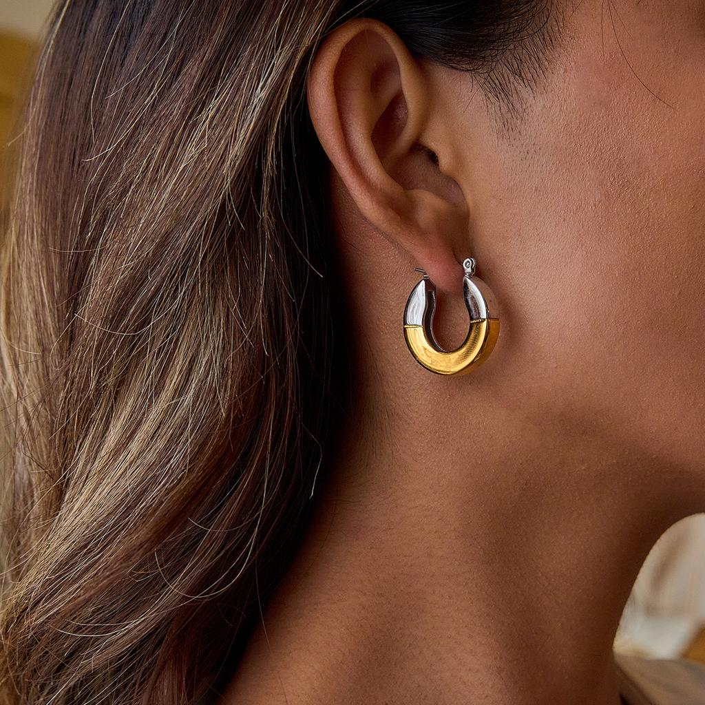 Yori Trendy Daily Geometric Polished Earrings for Women Stainless Steel Exquisite Spring Summer Trending Jewelry