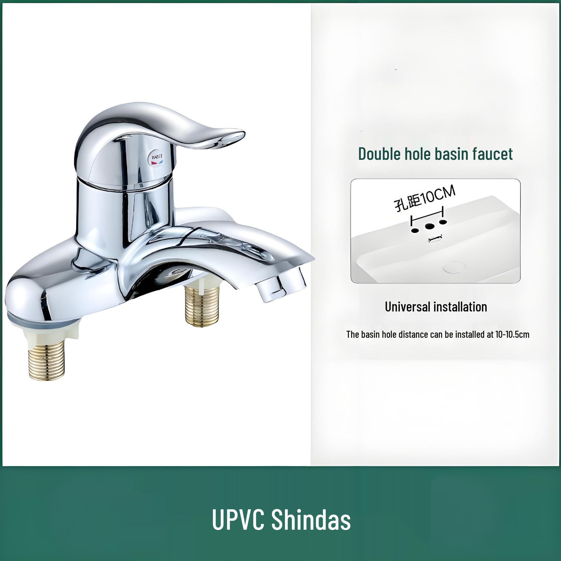 Vintage Two-in-One Bathroom Faucet: Double Hole, Hot & Cold Water, Three Hole Mixer Tap Without Hose