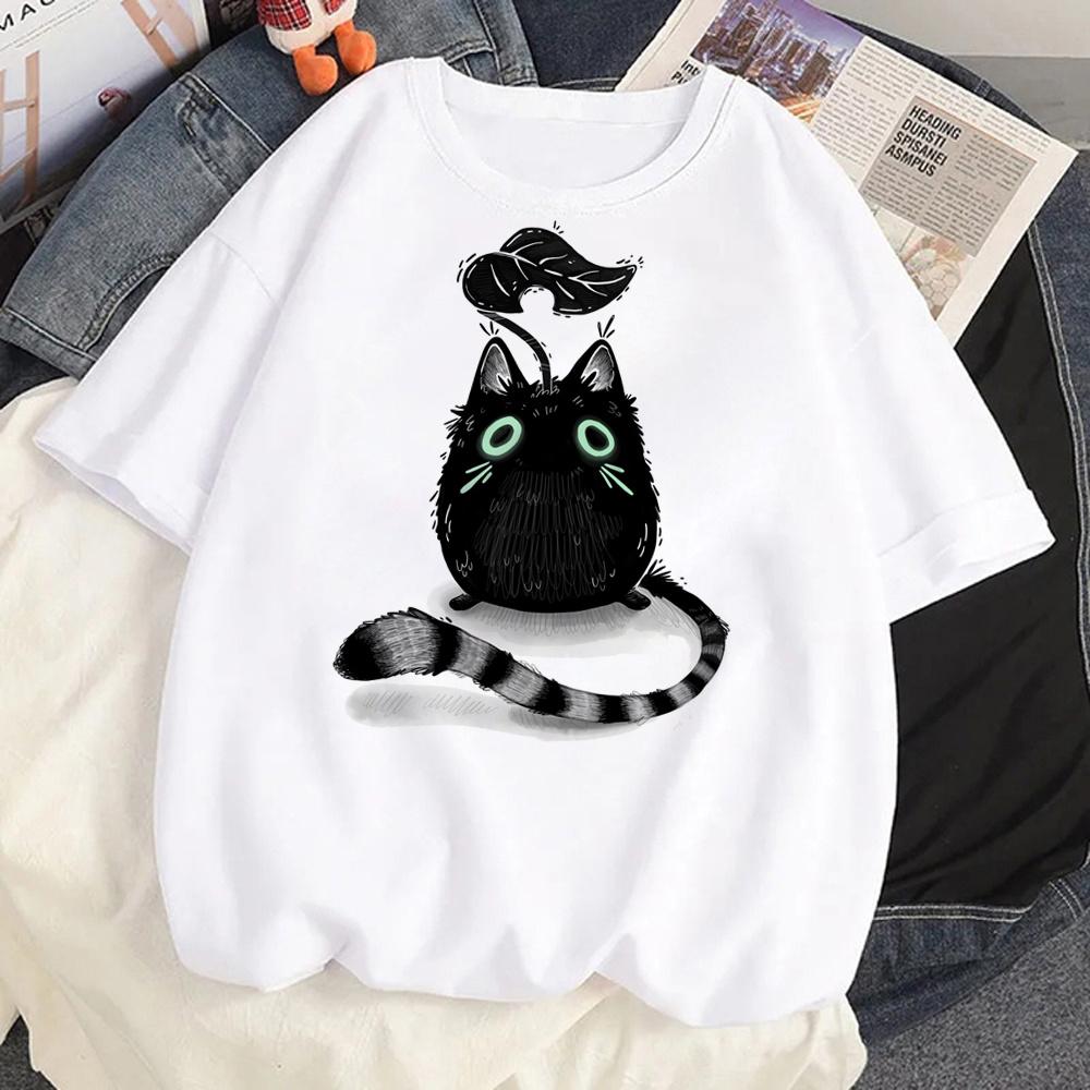 

Cat Mushroom Halloween top women streetwear t shirt girl comic clothing S