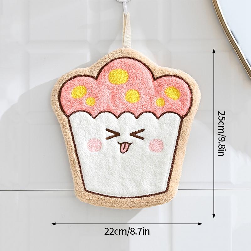 Thickened Cartoon Hand Towel Coral Fleece Bathroom Kids Wash Hand Cloth Kitchen Hanging Towel Super Absorbent Rag Handkerchief