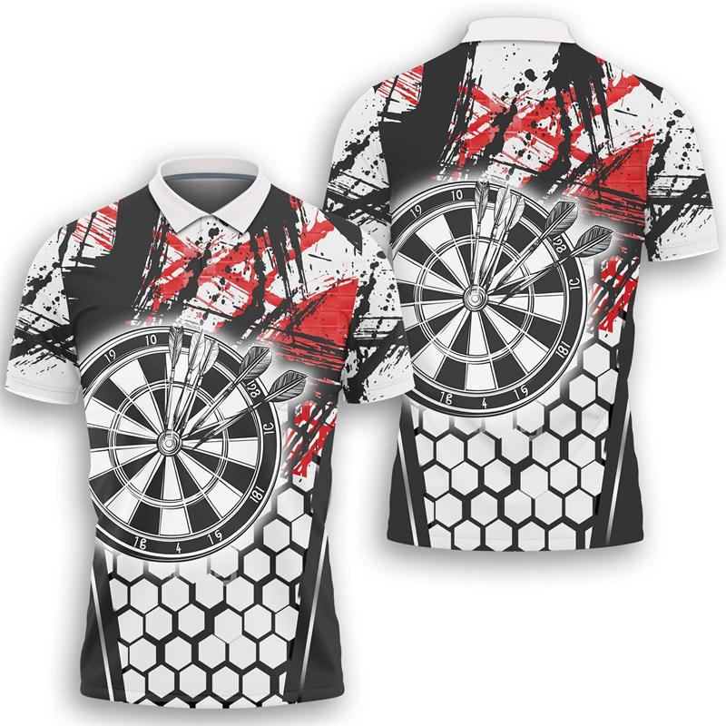 Maglietta Polo a Maniche Corte Team Freccette Turntable Per Uomo Abbigliamento Casual Festa Festiva Polo con Collo a Revers Club Freccette Top Maschili Sport