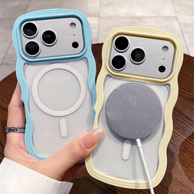 Wave Magnetic Two-in-One iPhone 17 Case - Compatible with Apple 16/17 Air, Transparent, Fit for Cross-border 14/13 Models.