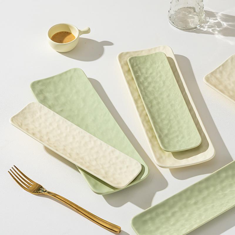 Stone Pattern Rectangular Ceramic Plate High Temperature Resistance Sushi Cuisine Disc Hotel Restaurant Meal Plate Dessert Disc