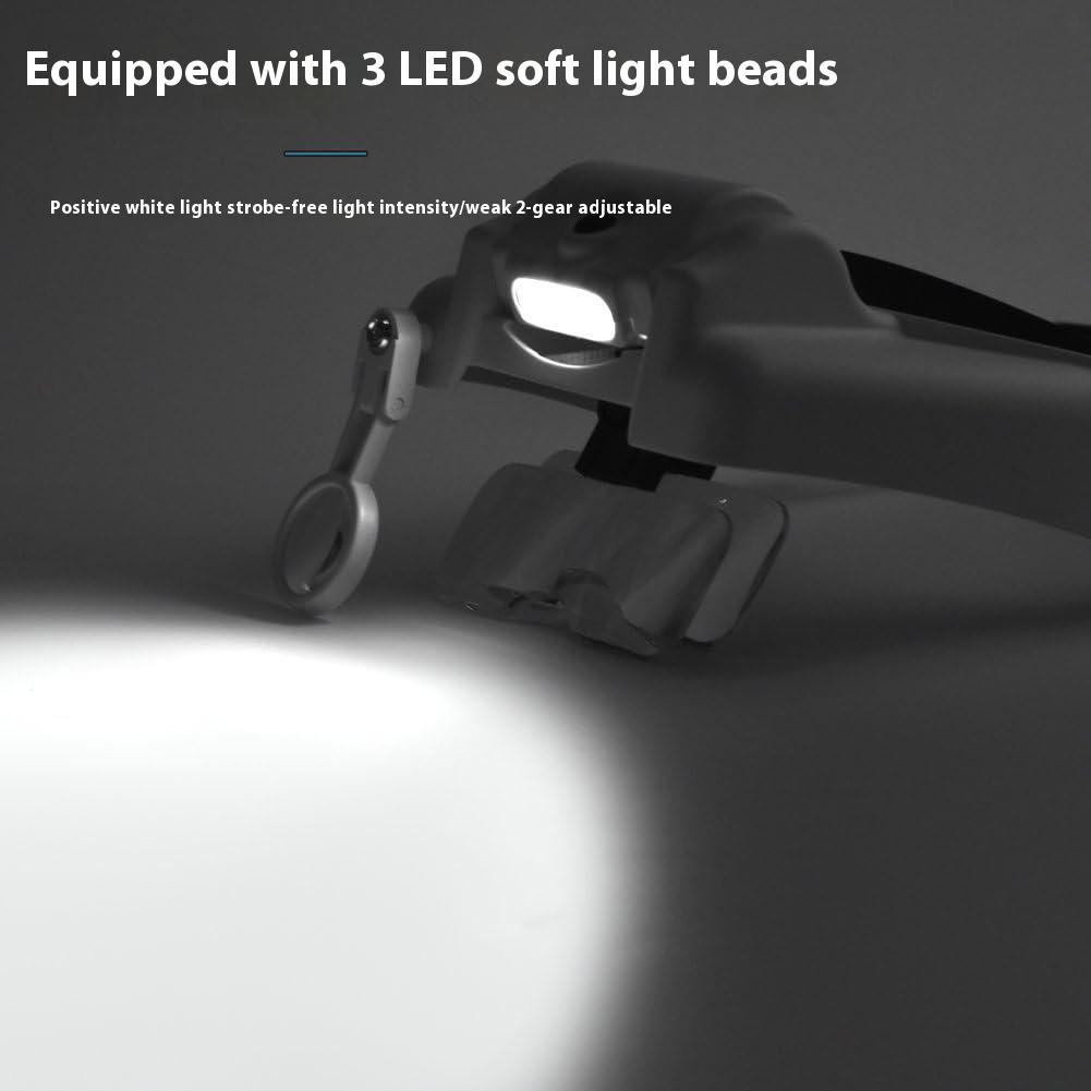 Head Mounted Magnifying Glass with 3Led and Multiple Power Usb Charging