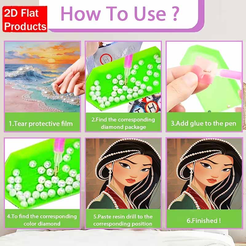 Disney Pearl Painting Mulan Portrait Art Kit Adult Beginner Home Wall Decor Special Shape