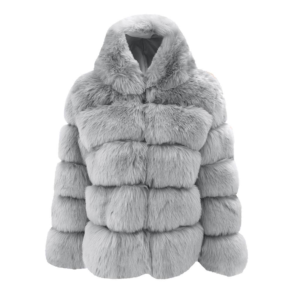 Women Faux Mink  Winter Hooded New Faux  Jacket Warm Thick Outerwear Jacket