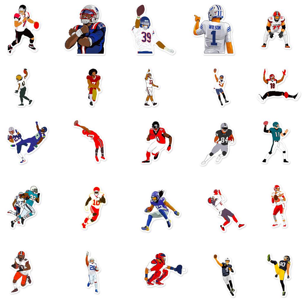 50 Rugby Stickers Outdoor Sports Ball Classic Action Stickers Skateboard Luggage Football Stickers
