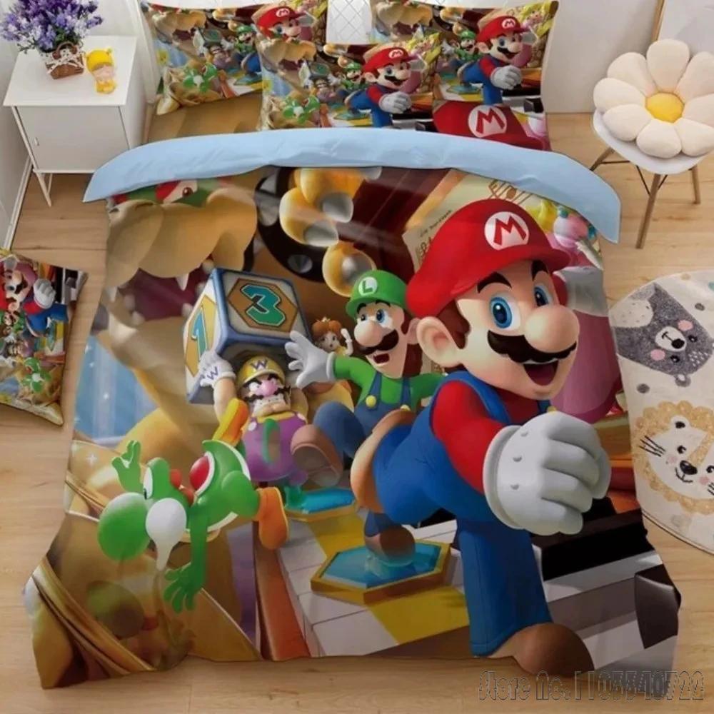 Anime Tecknad Serie Super Mario Bros Barns Sängkläder Set Baby Påslakan Set Sängkläder Tvilling Enkel King Barn Vuxen Gåva