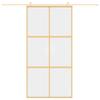 Sliding Door Gold 102.5x205 Cm Clear Tempered Glass and Aluminum