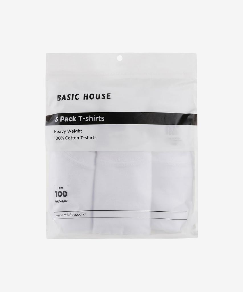 BASIC HOUSE [3Pack] Thick Pure Cotton Heavyweight Short Sleeve T-Shirts 3-Pack Lats0121
