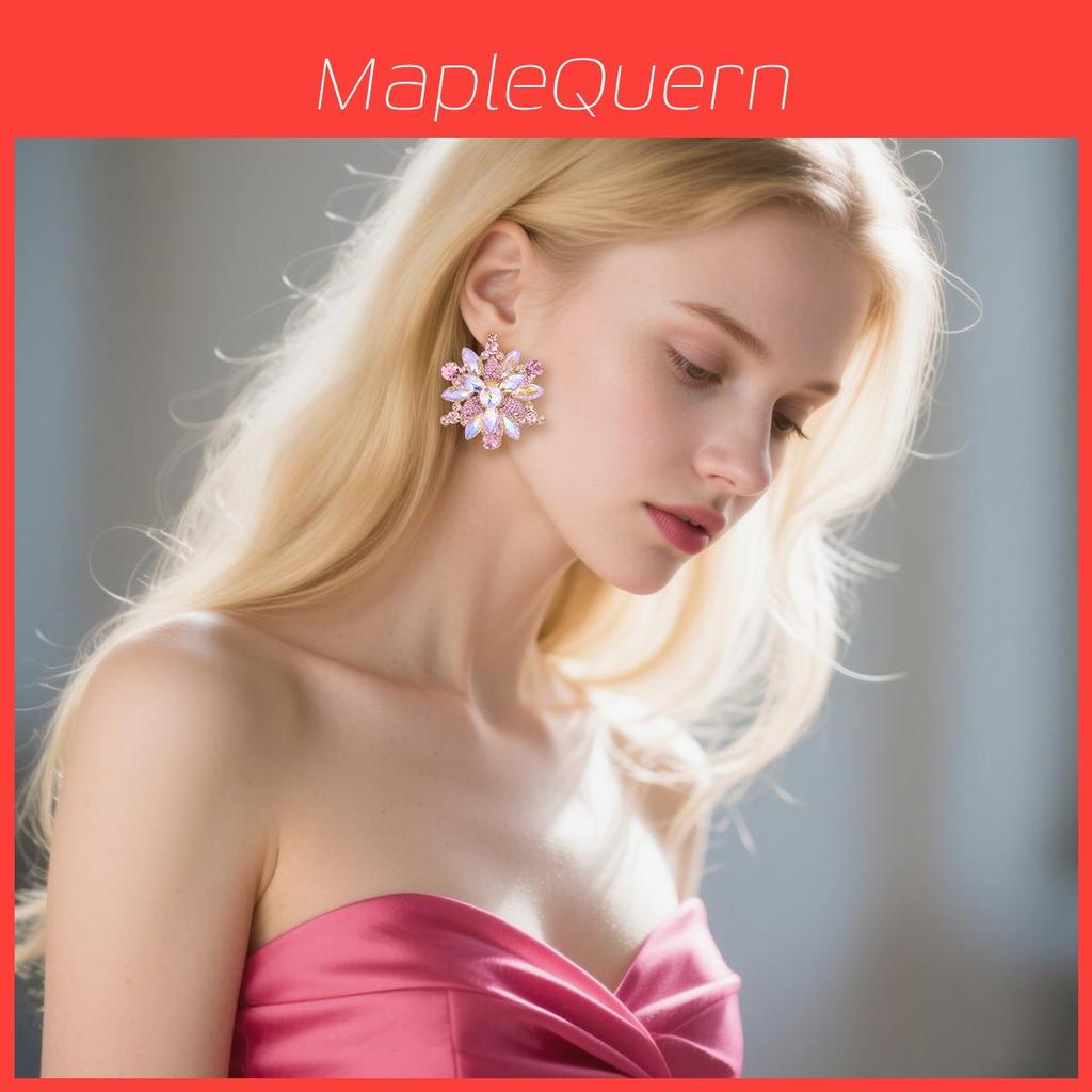 Alloy Geometric Floral Earrings For Women With Electroplated Finish And Irregular Design