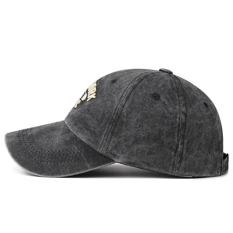 Korean Style Washed Cotton Baseball Cap - Embroidered Unisex Duckbill Hat for All Seasons