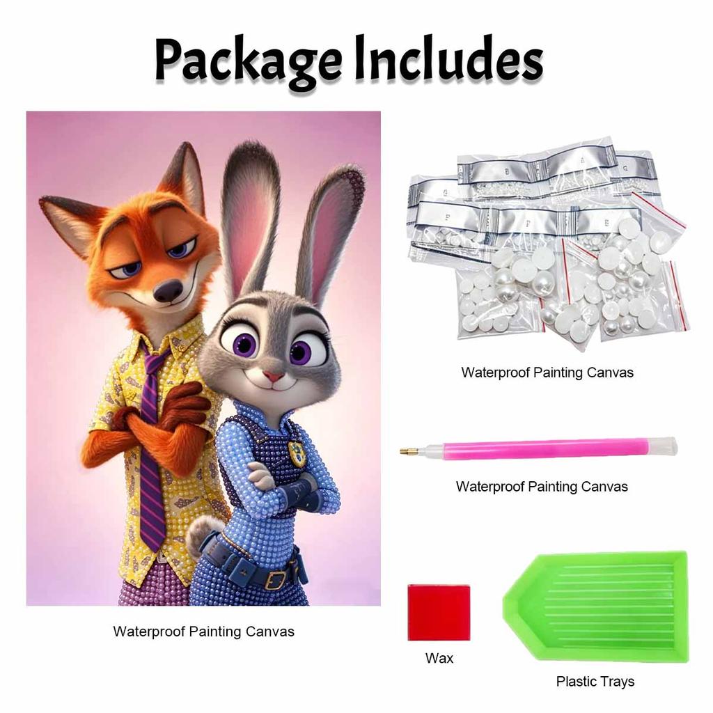 Disney DIY Pearl Painting Zootopia Judy and Nick's Creativity Decorative Painting Creative Ornaments Friends Gifts Desktop Furnishings Home Decoration