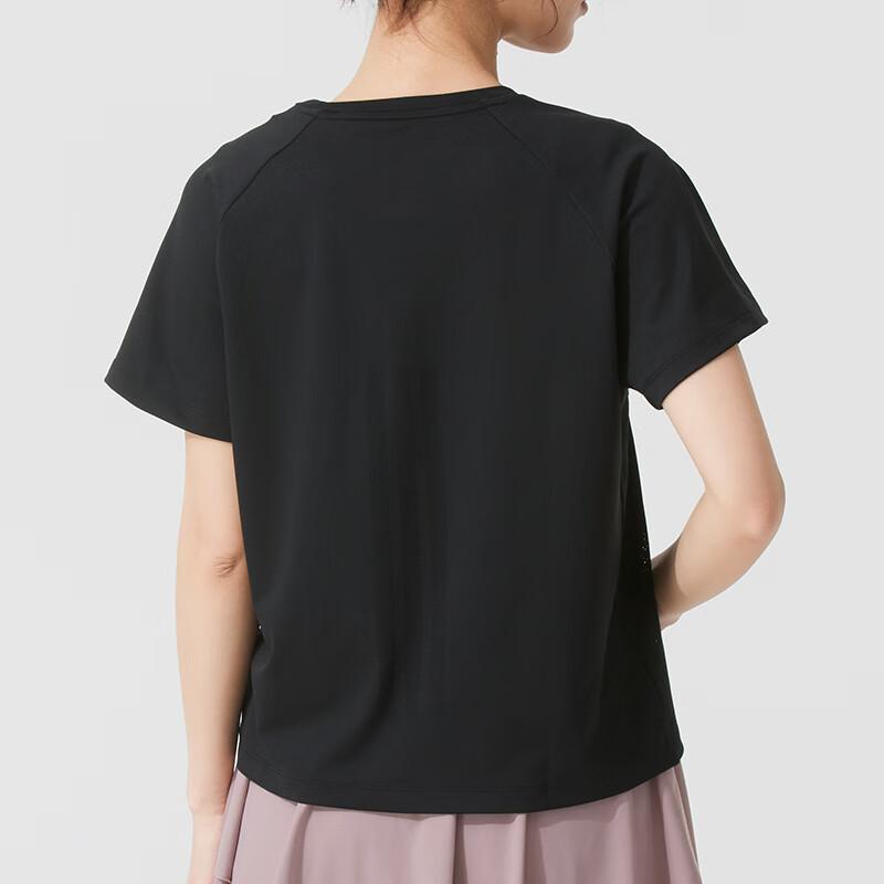 Adidas Sports Training Comfortable Breathable Striped Raglan Short Sleeve T-Shirt Women Tops Black JE6200