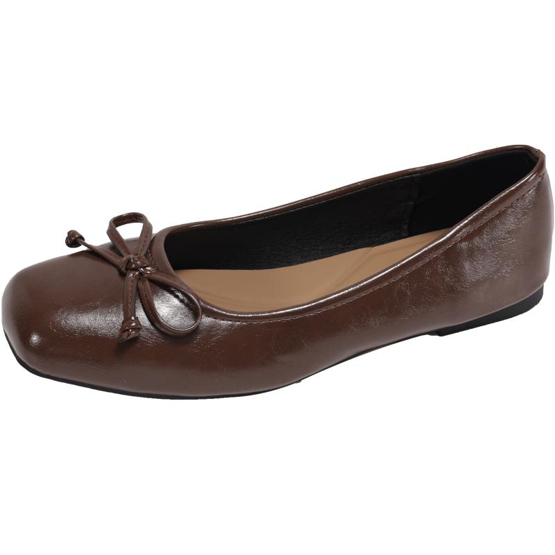 

Fashion 2025 New Flat Shoes Women Square Toe Slip on Ballet Flats Lazy Ladies Casual Comfortable Shoes 35 коричневий