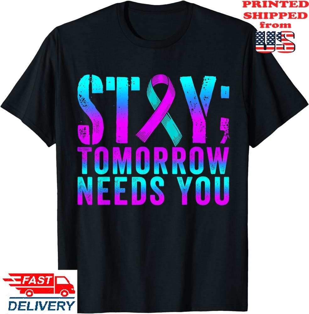 Groovy Teal & Purple Ribbon Suicide Prevention Awareness T-Shirt, Unisex Tee Unisex T-Shirt XXXXL