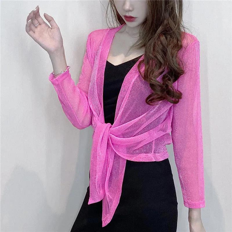 thin pink cardigan