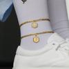 A-Z 26 Lettere Cavigliera Bracciale Colore Oro Acciaio Inossidabile Maglia Figaro/Gourmette 10 pollici