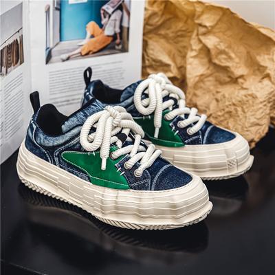 Pantofi Vulcanizați Vintage la Modă Bărbați Adidași Pânză Albastru Denim pentru Bărbați Stil Harajuku Adidași cu Talpă Joasă Bărbați Casual Adidași cu Platformă