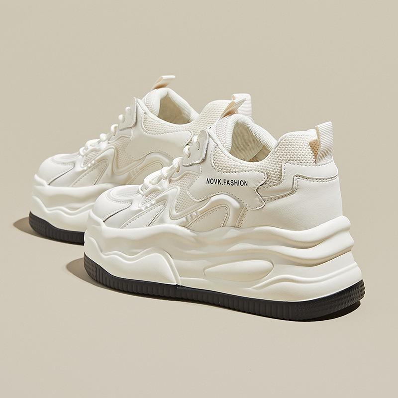 Women's shoes spring and summer spot casual mesh breathable sports shoes heightening fashionable round head thick sole white shoes