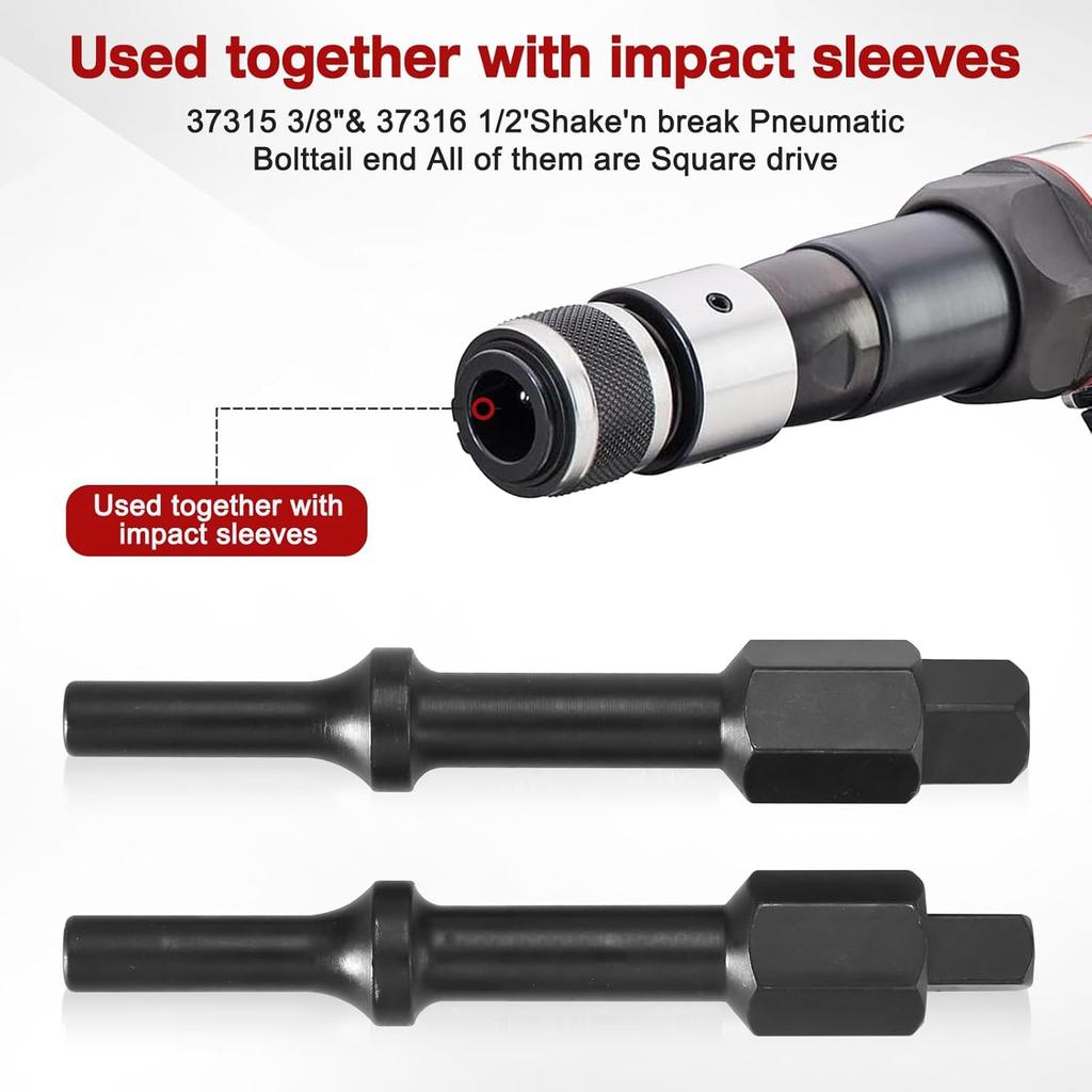 32029 Pneumatic Bolt Breaker Set, with Air Hammer Spring, Pneumatic Bit Set, 37315 3/8“ & 37316 1/2” Bolt Breaker Shake 'n Break, Black Oxide