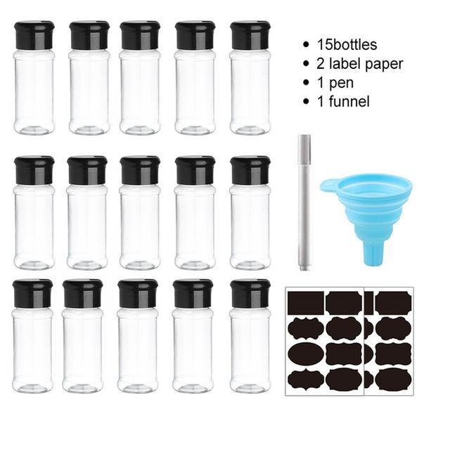 5/10/15/20PC Jars for Spices Salt and Pepper Shaker Seasoning Jar Spice Organizer Plastic Barbecue Condiment Kitchen Gadget Tool
