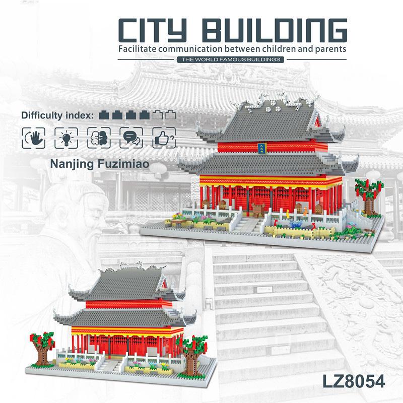 World Famous Culture Architecture Micro Diamond Block China Nanjing Confucius Temple Nanking Mini Building Brick Nanobrick Toys
