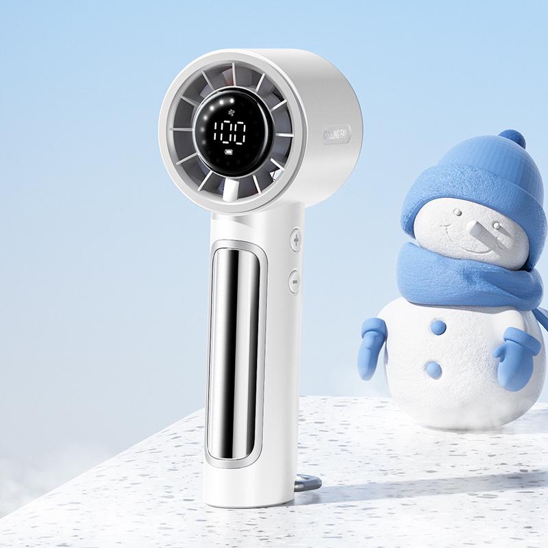 

Portable High-Speed Handheld Fan with Stepless Speed Control and Digital Display 195*76*59mm білий