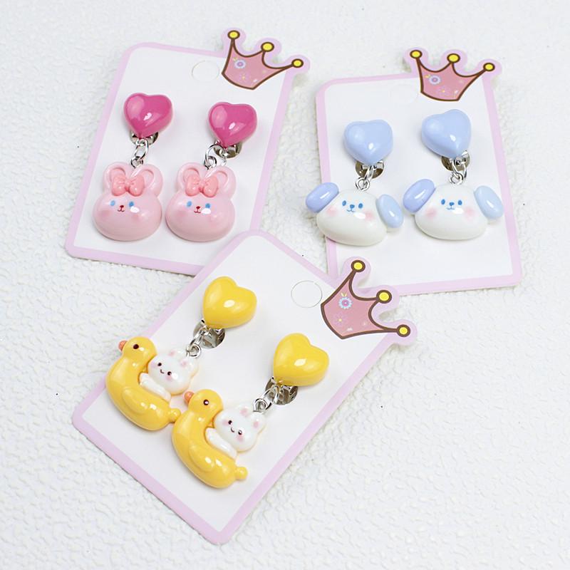 Painless Clip-On Princess Earrings for Girls – Cute Cartoon Dangle Jewelry Gift