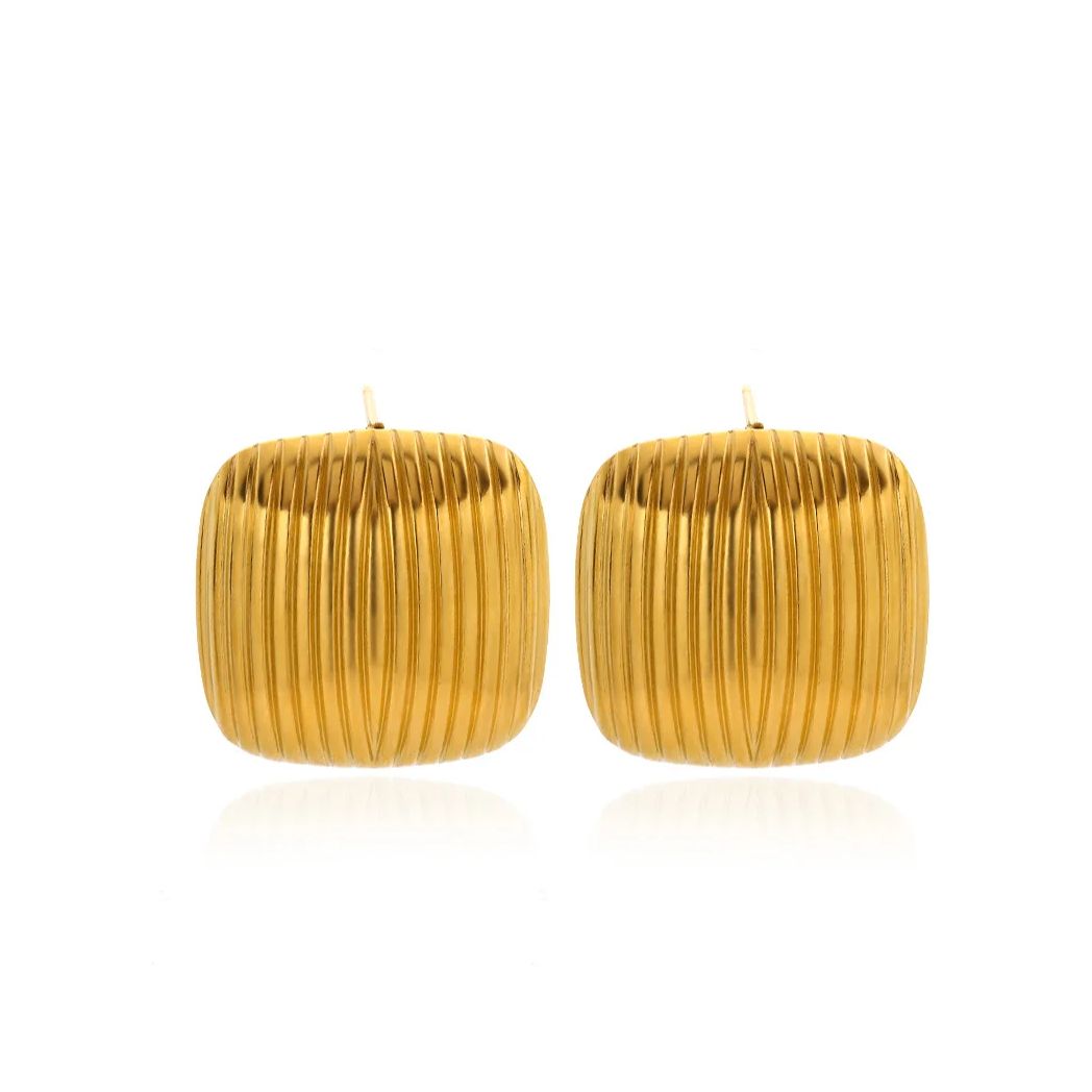 

Minimalist Square Textured Striped Stud Earrings for Women Gold Color Stainless Steel Square Earring Trendy Christmas Jewelry