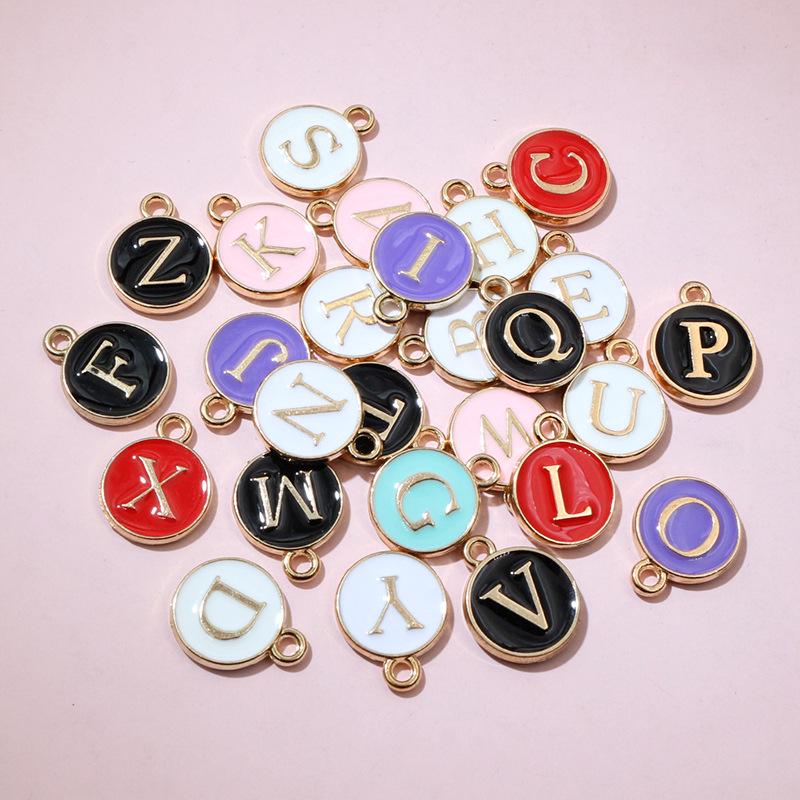 26-Piece A-Z Oil Drip Letter Charms for DIY Jewelry Accessories - Bracelets & Necklaces