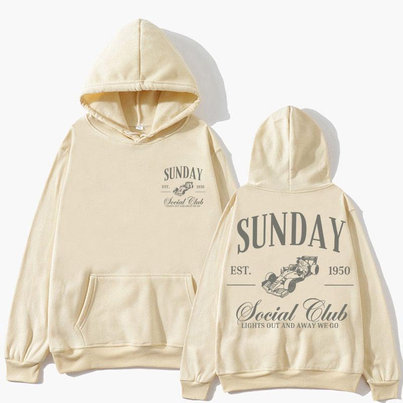 Sunday Social Running Club Print Hoodie Men Women Sporty Racing Fashion Hoody Sweatshirt Fleece Oversized Y2k Long Sleeve
