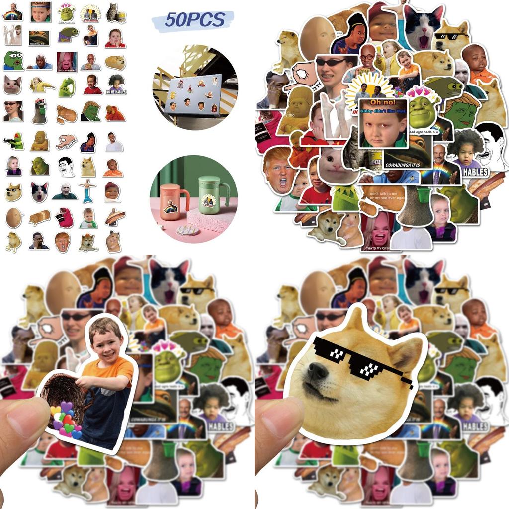 50-teiliges wasserfestes PVC-Aufkleber-Set mit einzigartigen Internet-Promi-Emoticon-Designs