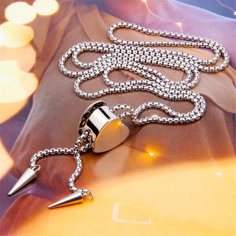 Versatile Stainless Steel Necklace With Heart Shaped Sliding Pendant For Formal And Casual Event Comfortable Design