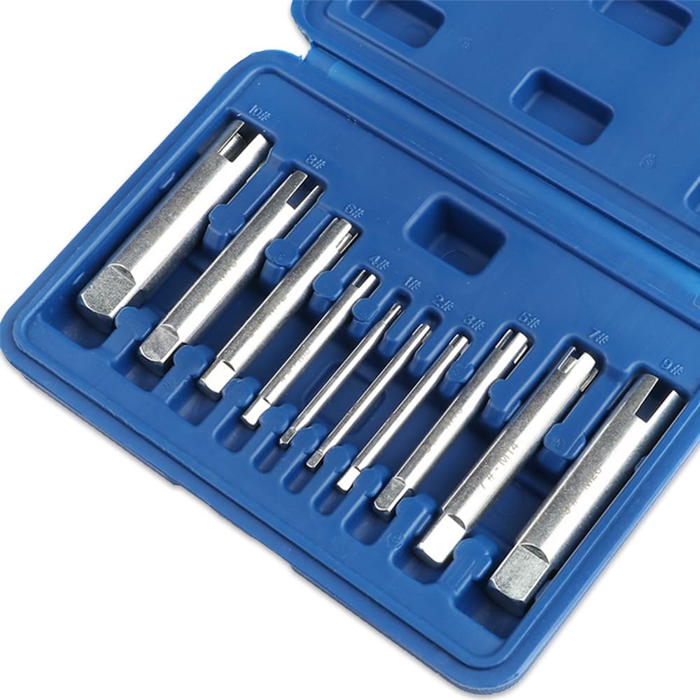 HIRAISM Tap Extractor Repair Tool for Easy Removal of Screws and Bolts (M4-M22, 10-piece set) with Storage Case