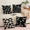Classic Black Daisy Cushion Cover Short Plush Doublesided Print Square Throw Pillow Covers Sofa Home Cushion Decor