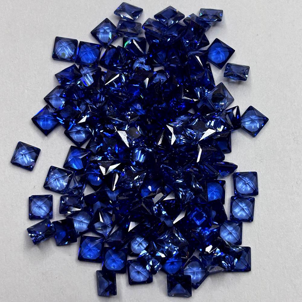 

12.00 Ct Square Cut Natural Blue Sapphire Certified Loose Gemstone 5x5 mm Lot 5.1 mm approx. синій