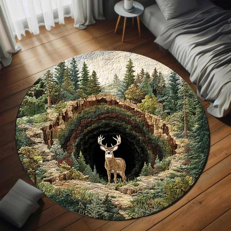 Visual Stereoscopic Black Cat Circular Carpet Bear Floor Mat Entrance Bedroom Bedside Sofa Carpet Home Decoration Rug
