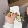 Fashion Round Full Frame Sun Glasses Light Color Tinted Sunglasses Retro Vintage Thin Mirror Lens Glasses for Beach Vacation