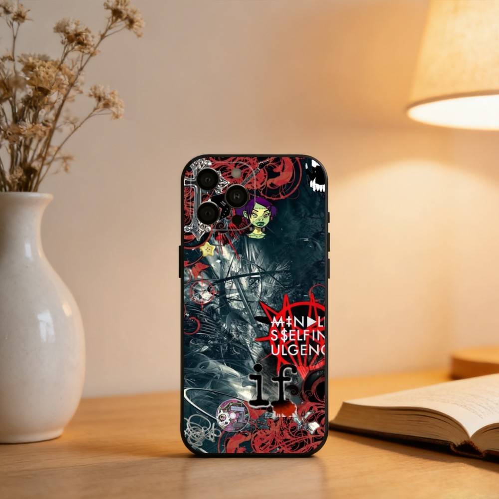M-Mindless Self Indulgence Phone Case For iPhone 17,16,15,14,13,12,11 Plus,Pro Max,XS,Soft Silicone Black Cover