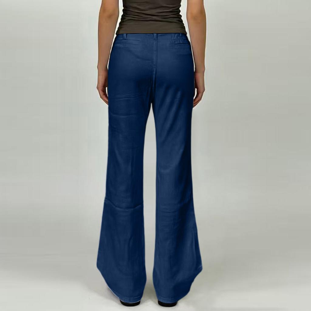 Women's Mid- Stretch Jeans Fashion Straight Leg Denim Pants With Pockets