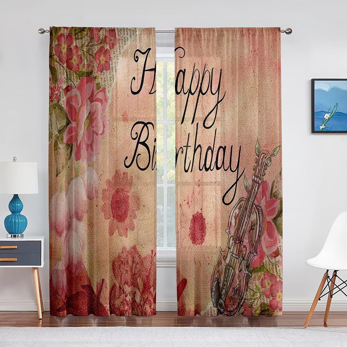 Празднование Дня рождения Яркие Шары Прозрачные Шторы для Гостиной Вуаль Штора Спальня — фото 14